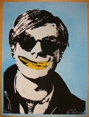 2012 Andy Warhol w/ Banana Smile - Blue Art Print by Rene Gagnon