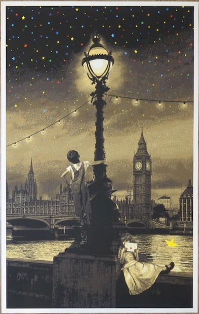 2013 When You Wish Upon A Star - London Sepia Silkscreen Art Print by Roamcouch