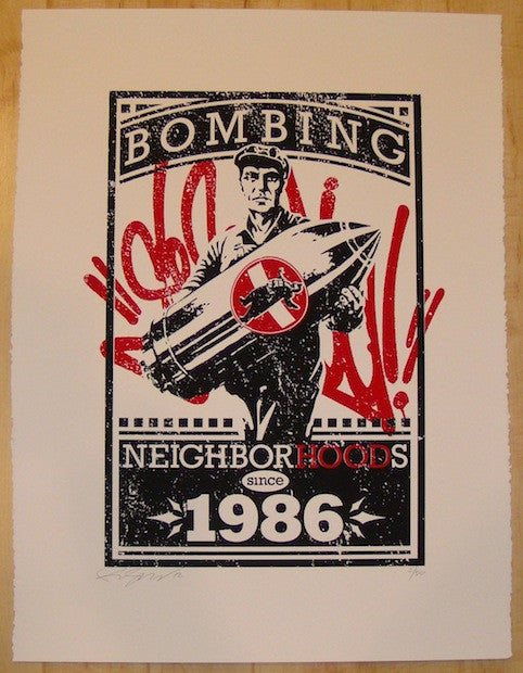 2012 Bombing Neighborhoods - Silkscreen Art Print by Rene Gagnon