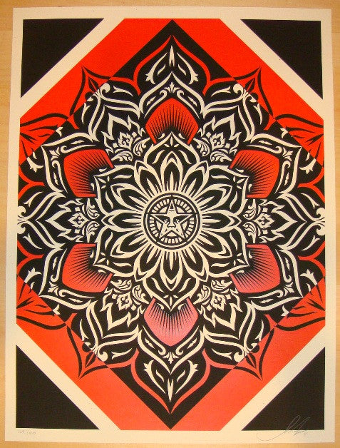 2011 Lotus Diamond - Red Silkscreen Art Print by Shepard Fairey