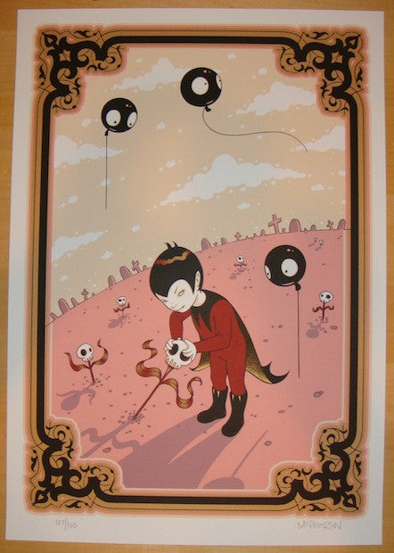 2009 George Picking Skull Flowers - Art Print by Tara McPherson