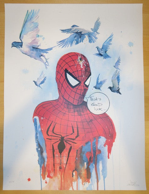 2013 Good Luck Spidey - Silkscreen Art Print by Lora Zombie