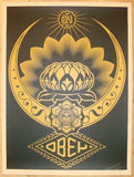 2008 Lotus Ornament - Gold Silkscreen Print by Shepard Fairey