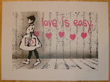 2012 Love is Easy - Pink Silkscreen Art Print by Rene Gagnon