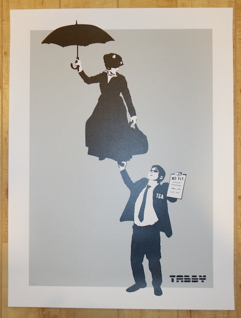 2015 No Fly List - Grey Silkscreen Art Print by Tabby