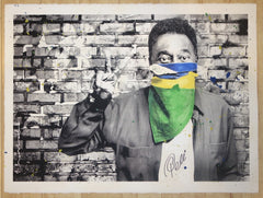 2016 Pele The King - Flag Silkscreen Art Print by Mr. Brainwash
